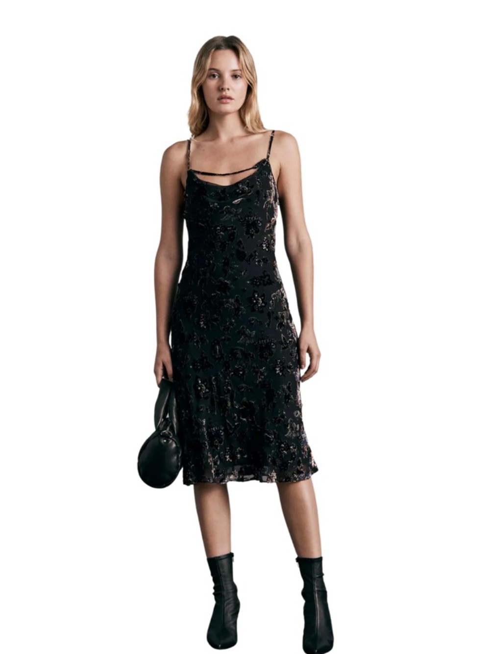Rag and Bone Black Blue Nicola Floral Burnout Dress Size 8